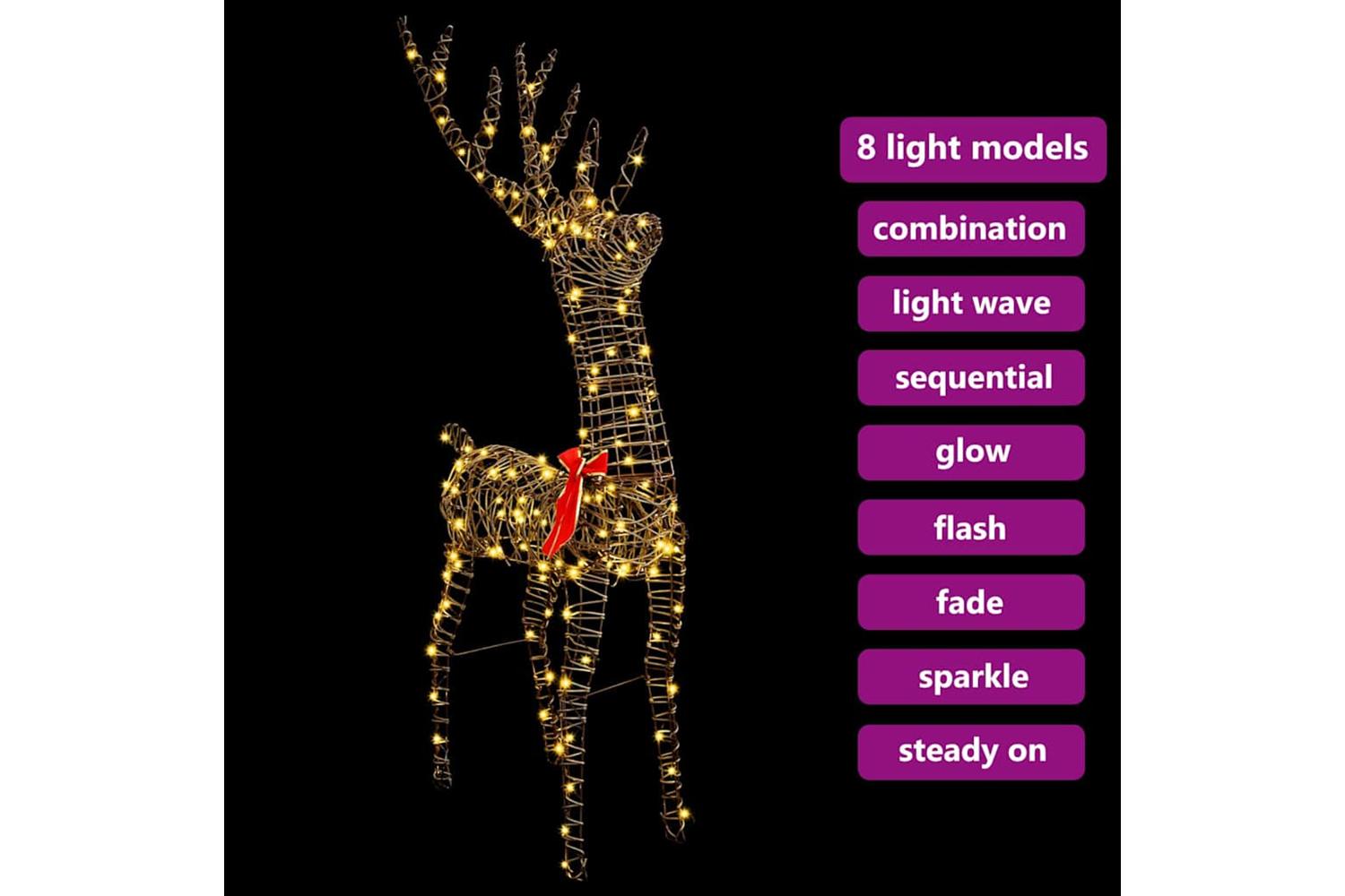 Vidaxl 3d Reindeer With 140 Leds Warm White 128 Cm Rattan-8