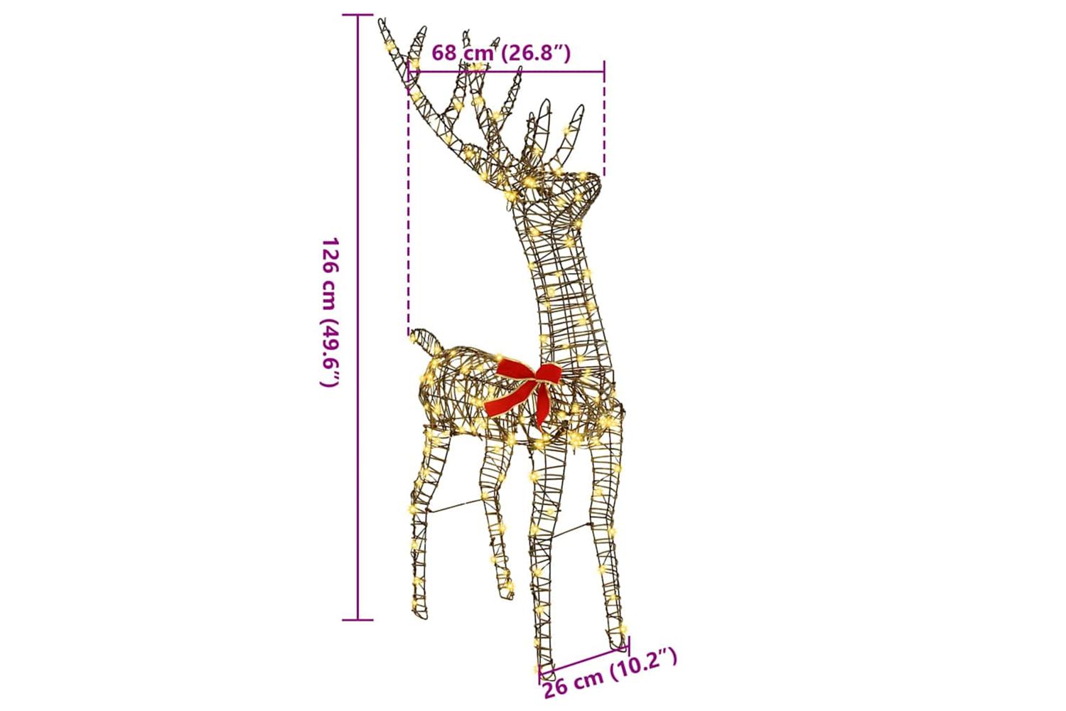 Vidaxl 3d Reindeer With 140 Leds Warm White 128 Cm Rattan-9