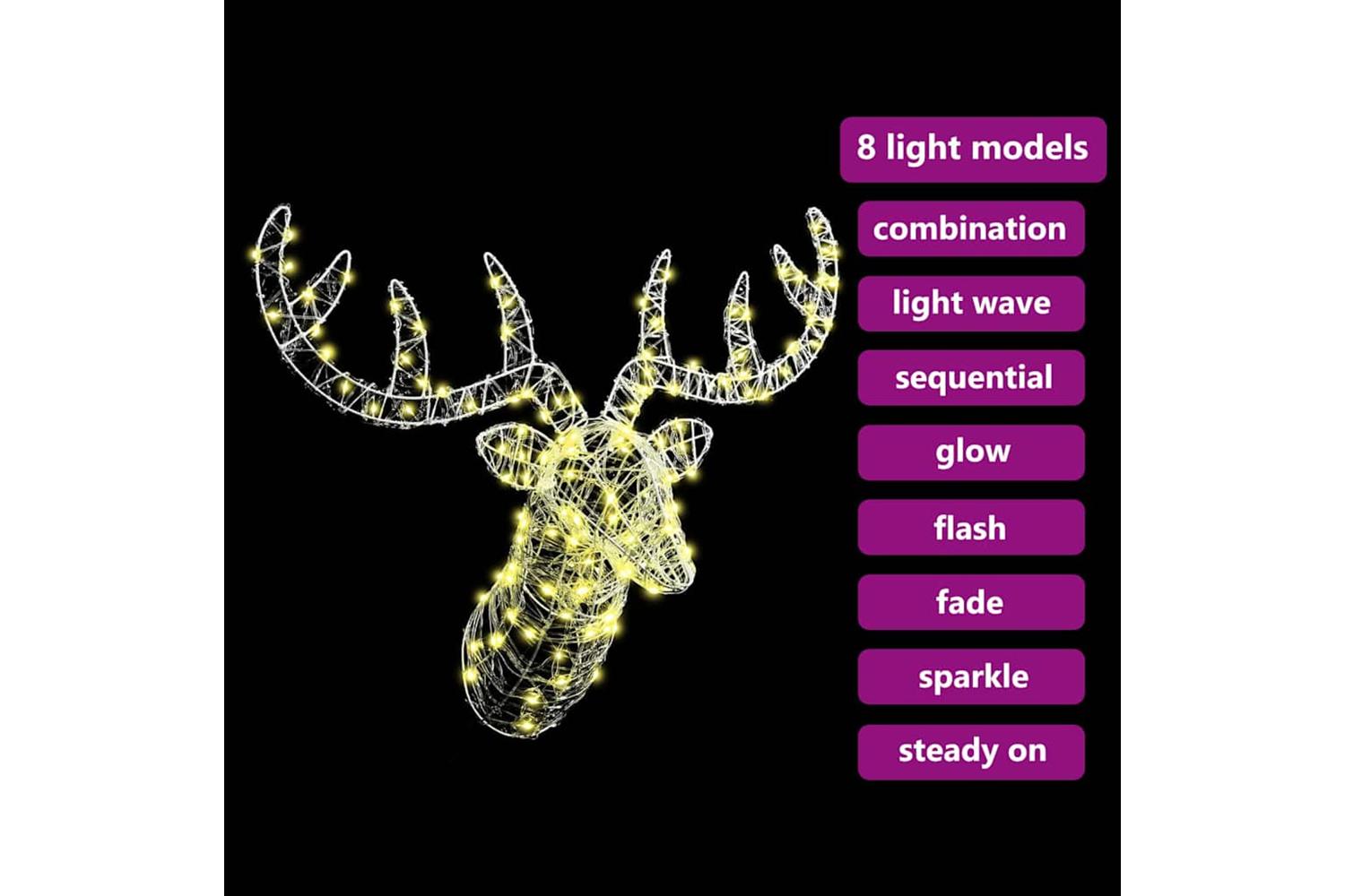 Vidaxl Reindeer Head With 140 Leds Warm White 60 Cm Acrylic-7