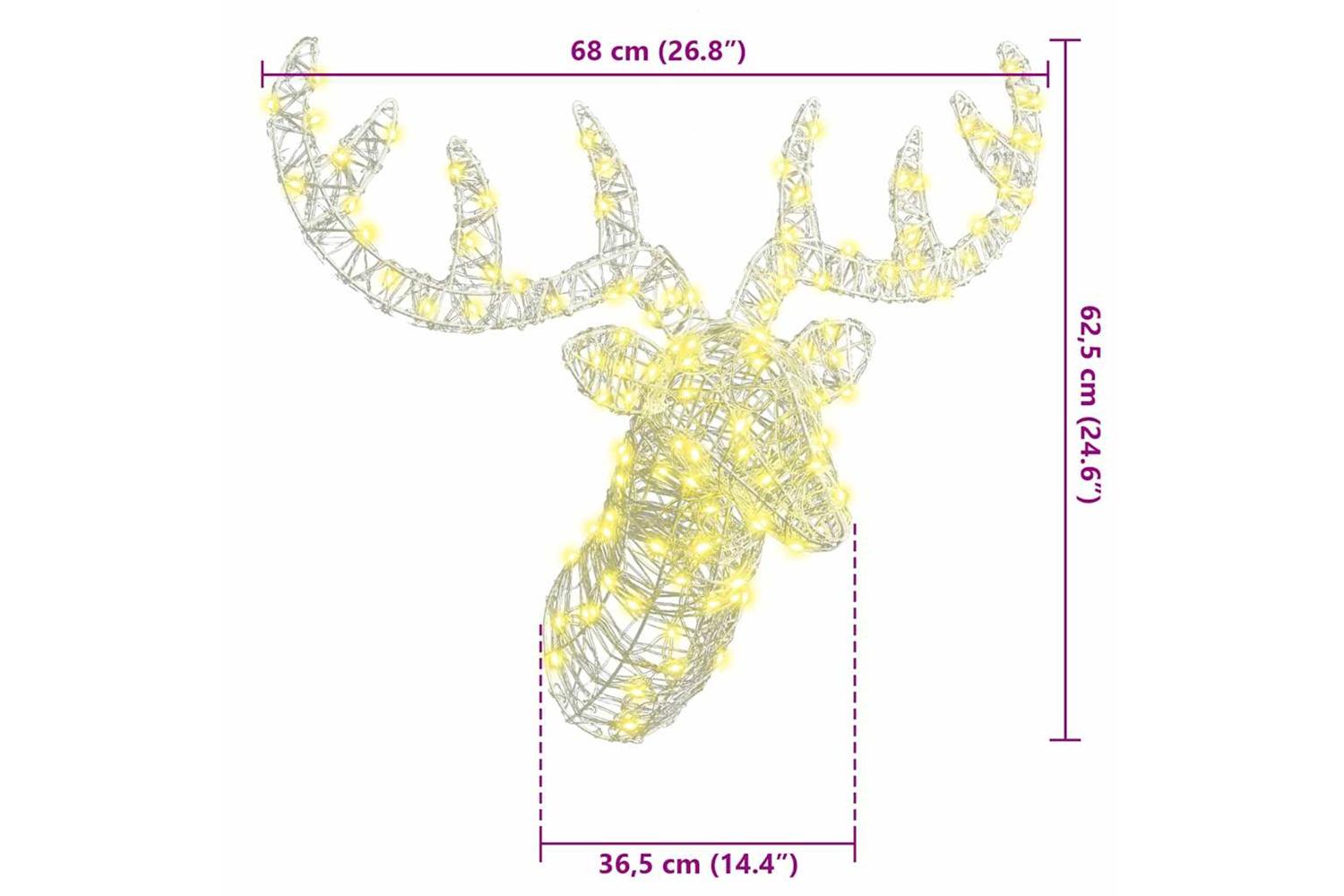 Vidaxl Reindeer Head With 140 Leds Warm White 60 Cm Acrylic-8