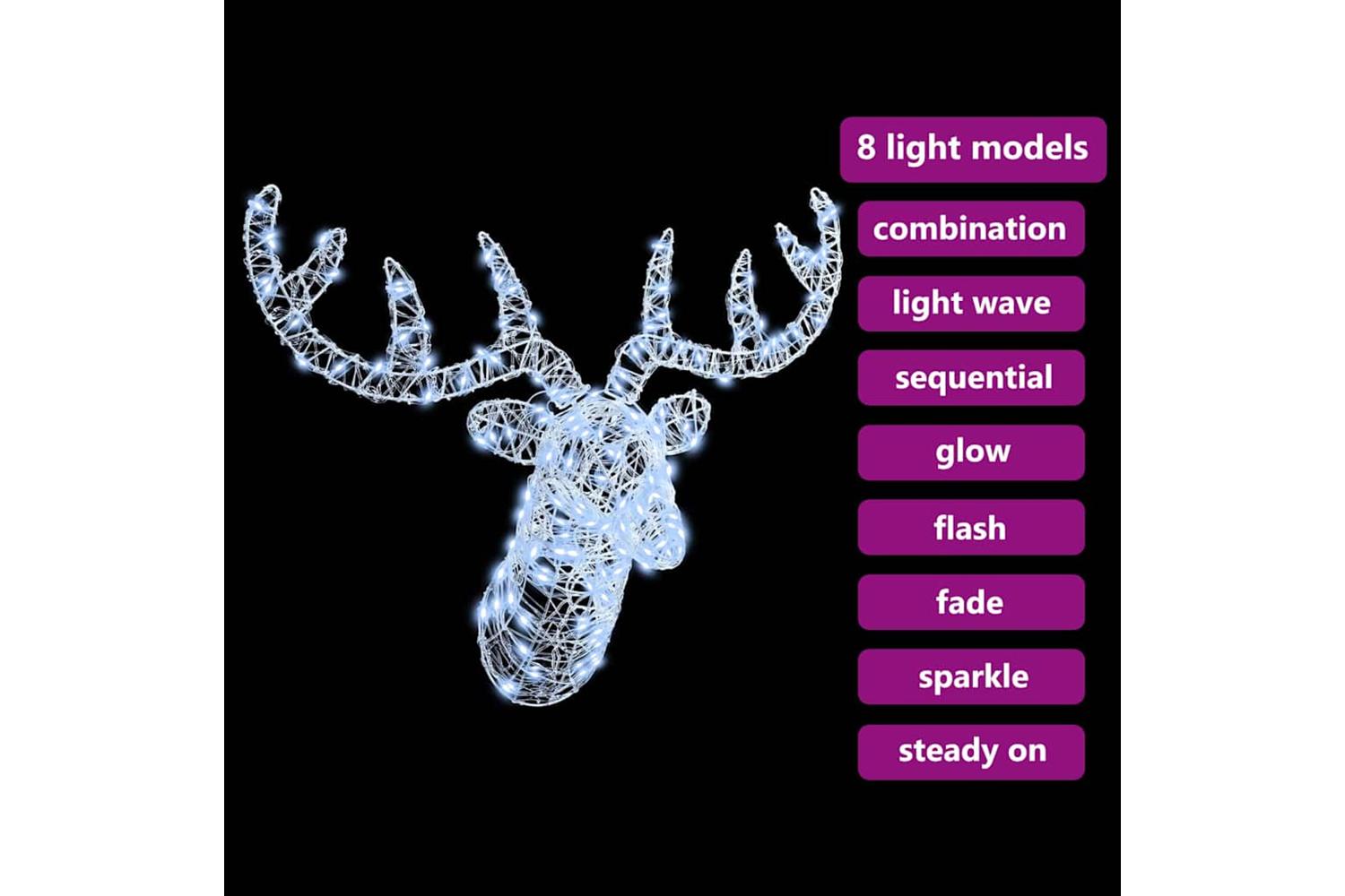 Vidaxl Reindeer Head With 140 Leds Cold White 60 Cm Acrylic-7