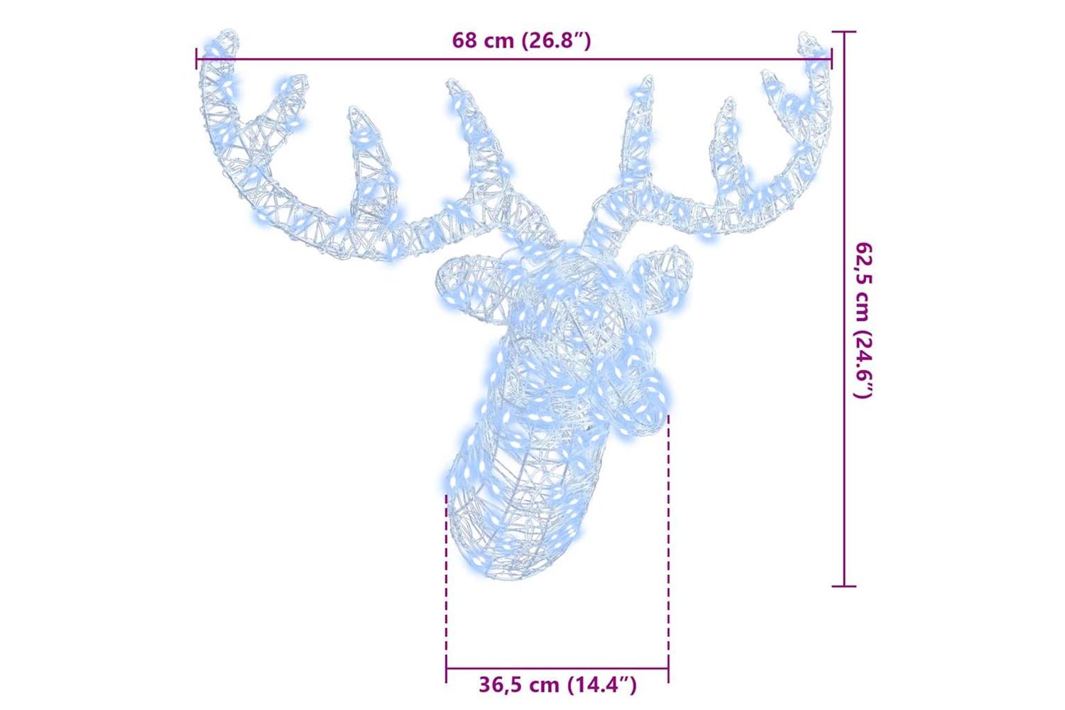 Vidaxl Reindeer Head With 140 Leds Cold White 60 Cm Acrylic-8