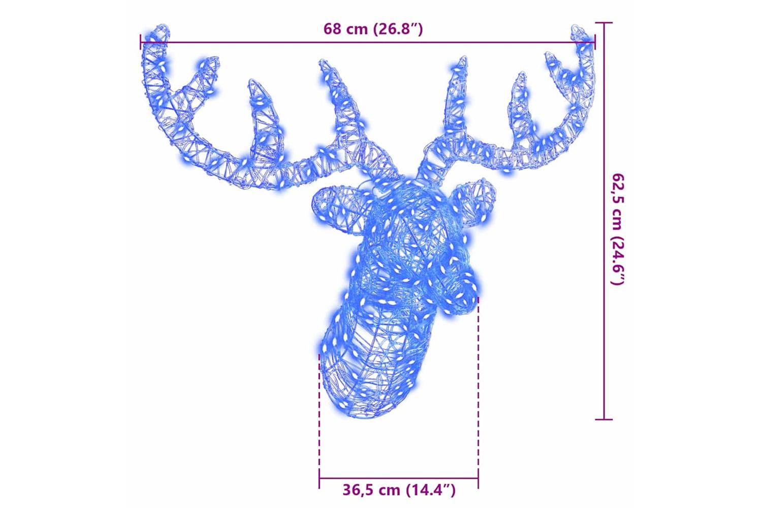 Vidaxl Reindeer Head With 140 Leds Blue 60 Cm Acrylic-8