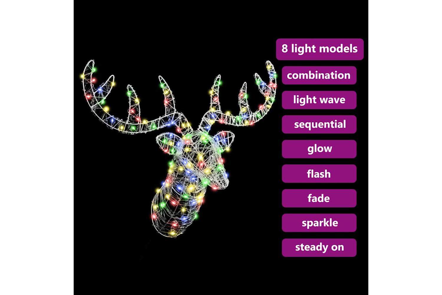 Vidaxl Reindeer Head With 140 Leds Colourful 60 Cm Acrylic-7