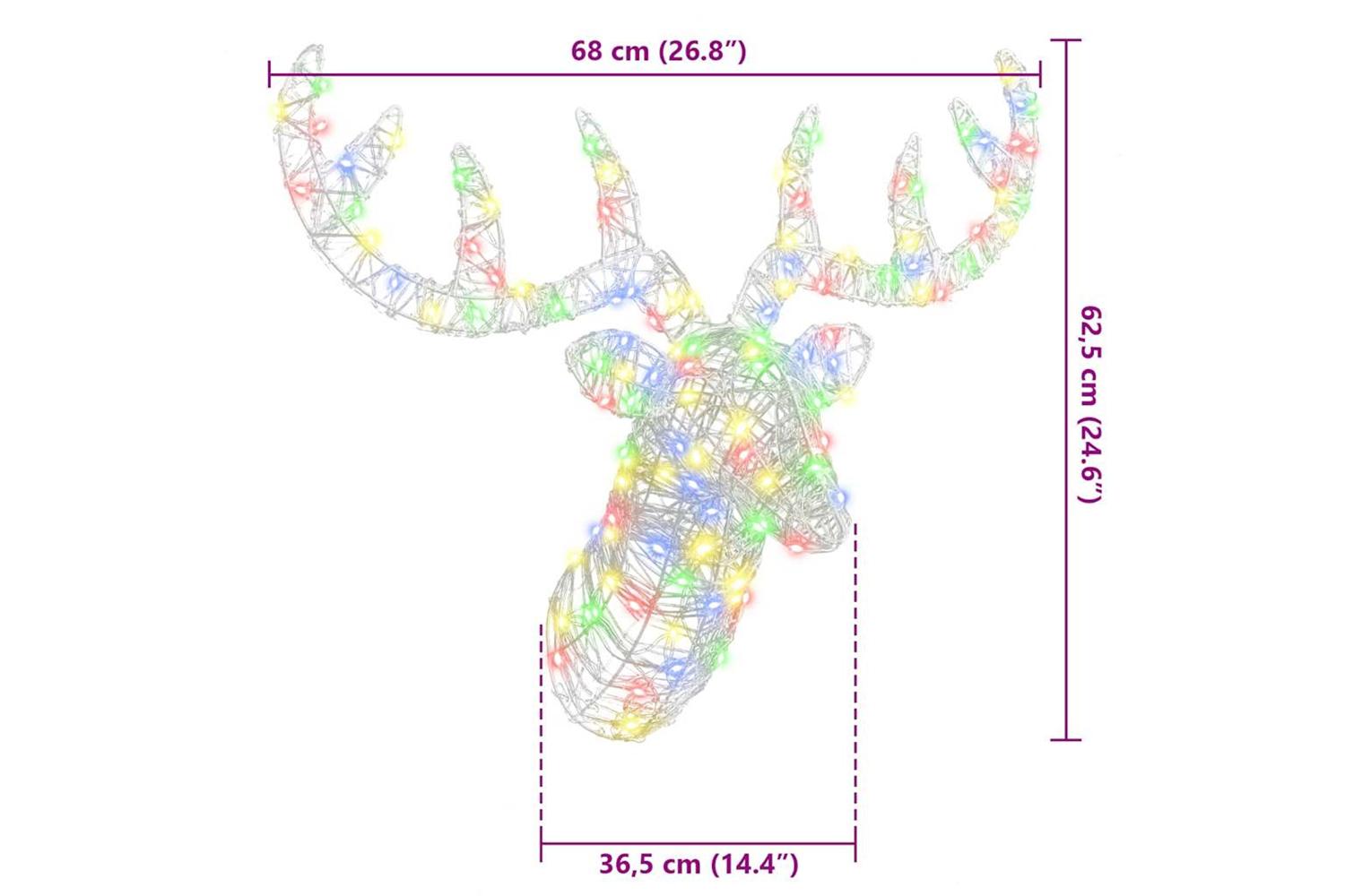 Vidaxl Reindeer Head With 140 Leds Colourful 60 Cm Acrylic-8