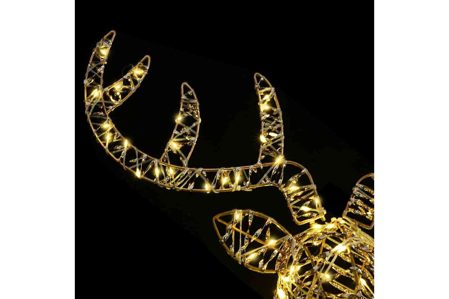 Vidaxl Reindeer Pull Sleigh With 140 Leds Warm White 60 Cm Rattan-4
