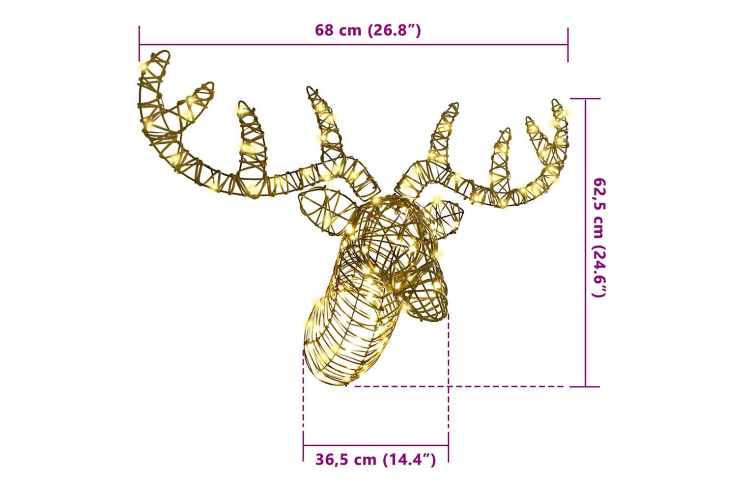 Vidaxl Reindeer Pull Sleigh With 140 Leds Warm White 60 Cm Rattan-8