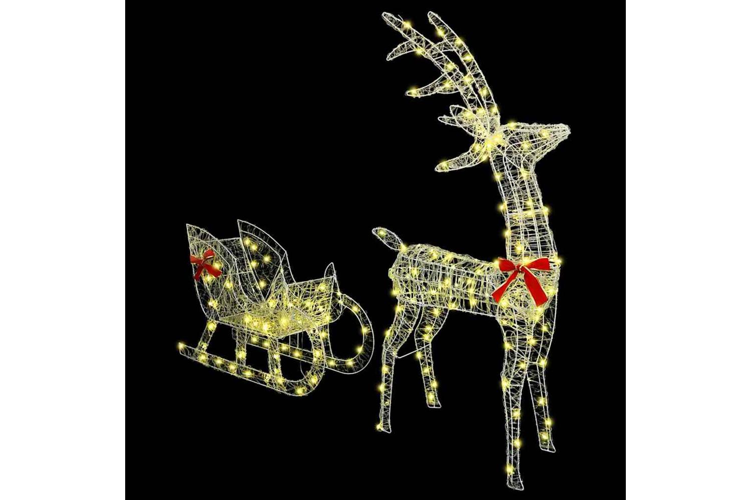 Vidaxl Reindeer Pull Sleigh Warm White 70 X 26 X 1285 Cm Acrylic-2