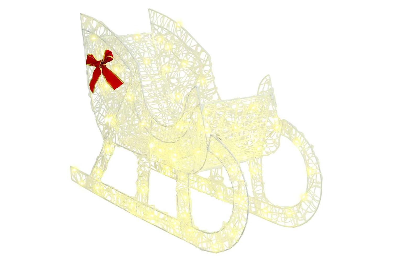 Vidaxl Reindeer Pull Sleigh Warm White 70 X 26 X 1285 Cm Acrylic-3