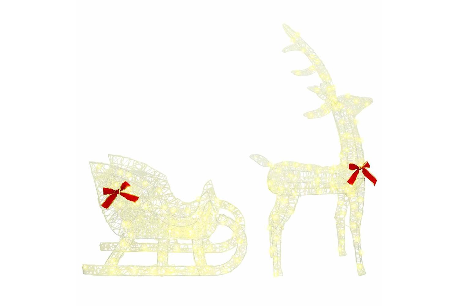 Vidaxl Reindeer Pull Sleigh Warm White 70 X 26 X 1285 Cm Acrylic-5