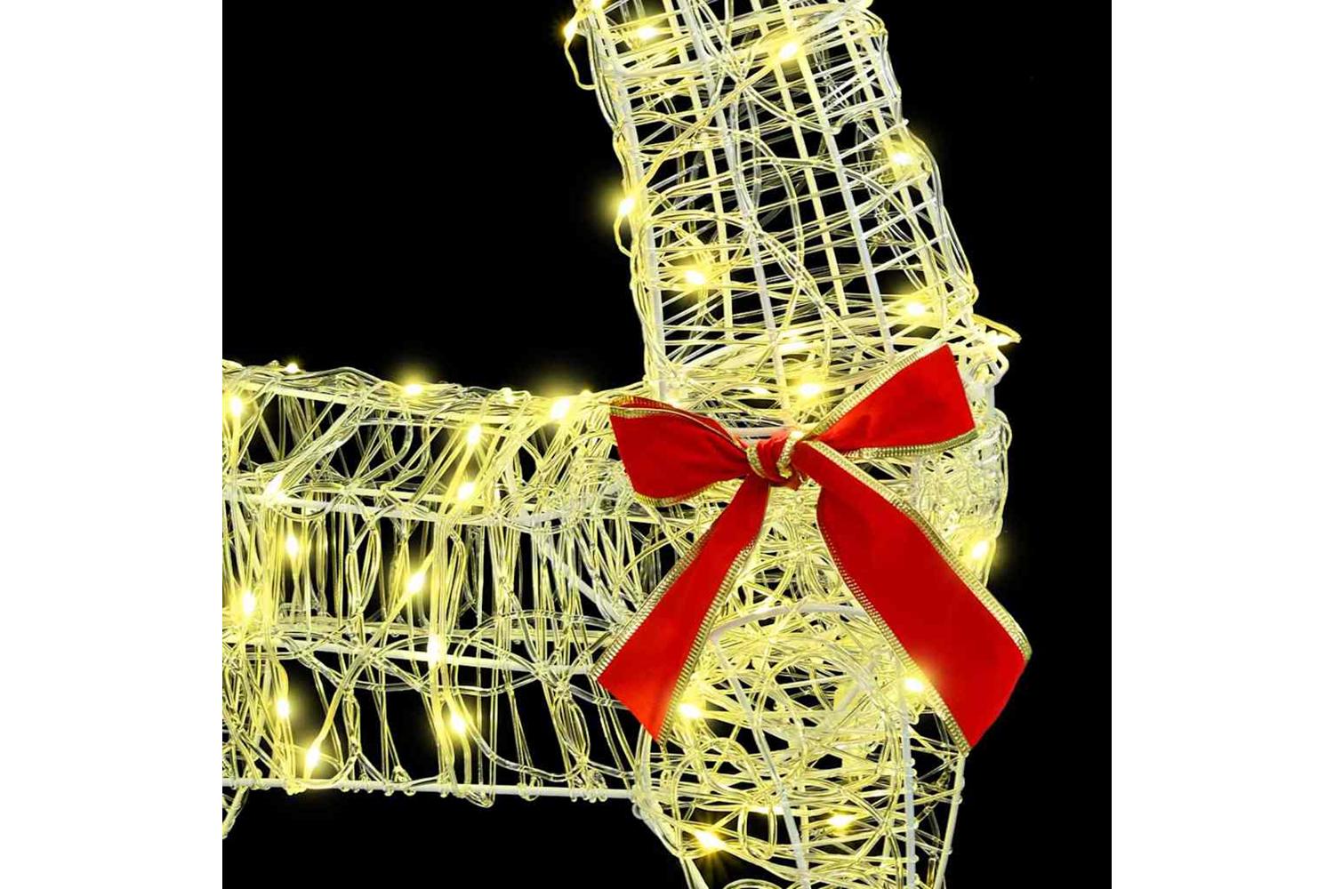 Vidaxl Reindeer Pull Sleigh Warm White 70 X 26 X 1285 Cm Acrylic-7