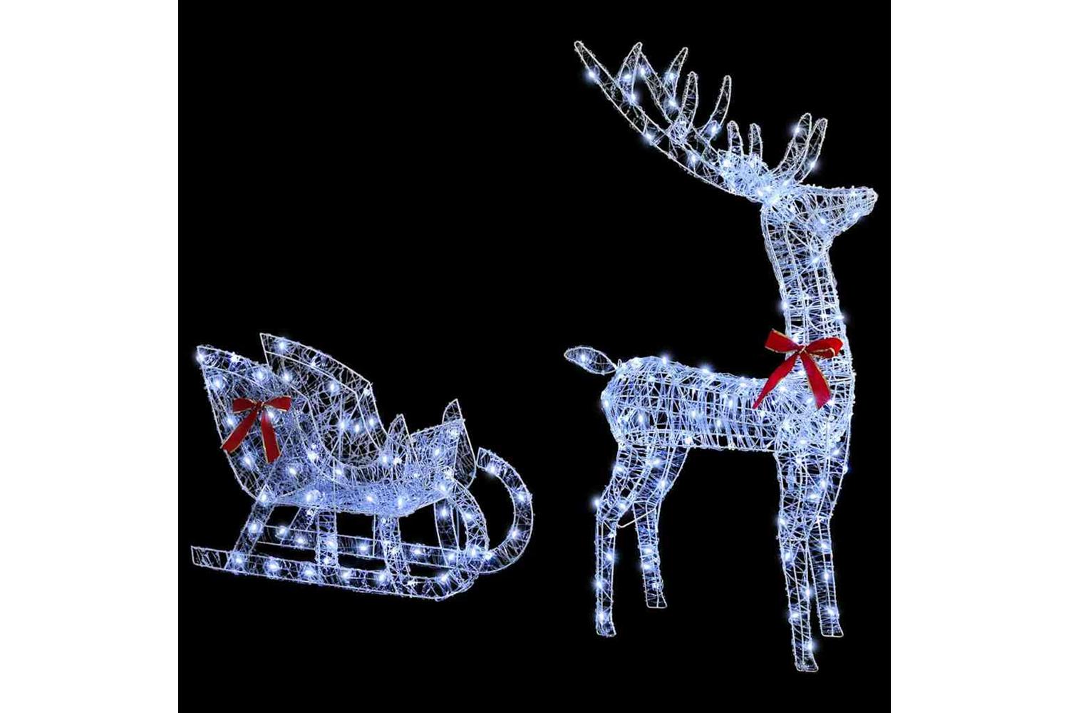 Vidaxl Reindeer Pull Sleigh Cold White 70 X 26 X 1285 Cm Acrylic-2