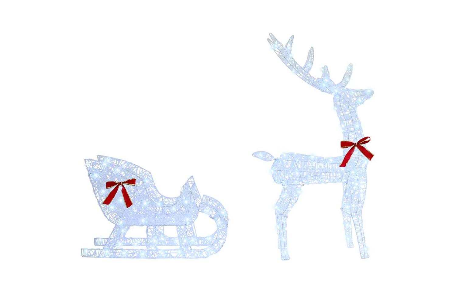 Vidaxl Reindeer Pull Sleigh Cold White 70 X 26 X 1285 Cm Acrylic-5