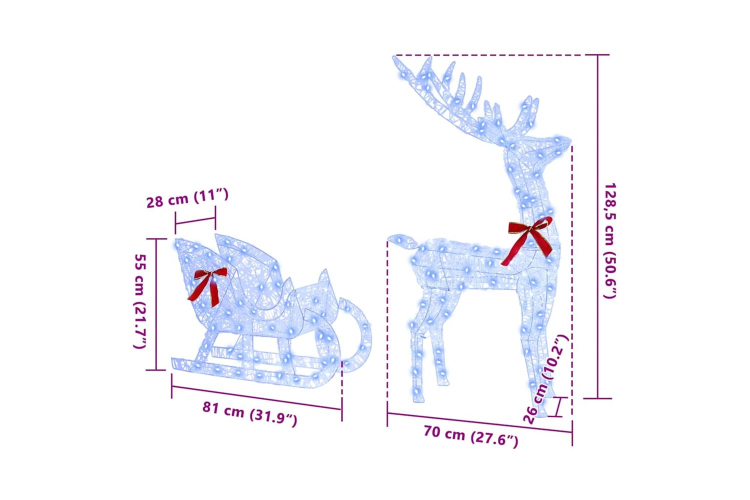 Vidaxl Reindeer Pull Sleigh Blue 70 X 26 X 1285 Cm Acrylic-10