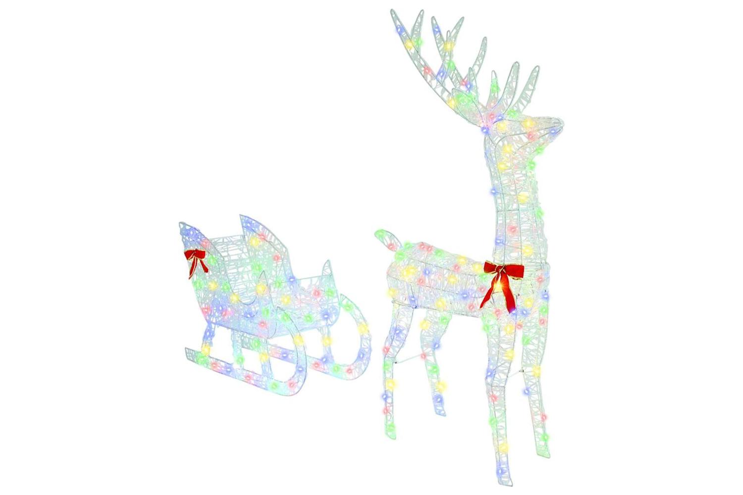 Vidaxl Reindeer Pull Sleigh Colourful 70 X 26 X 1285 Cm Acrylic