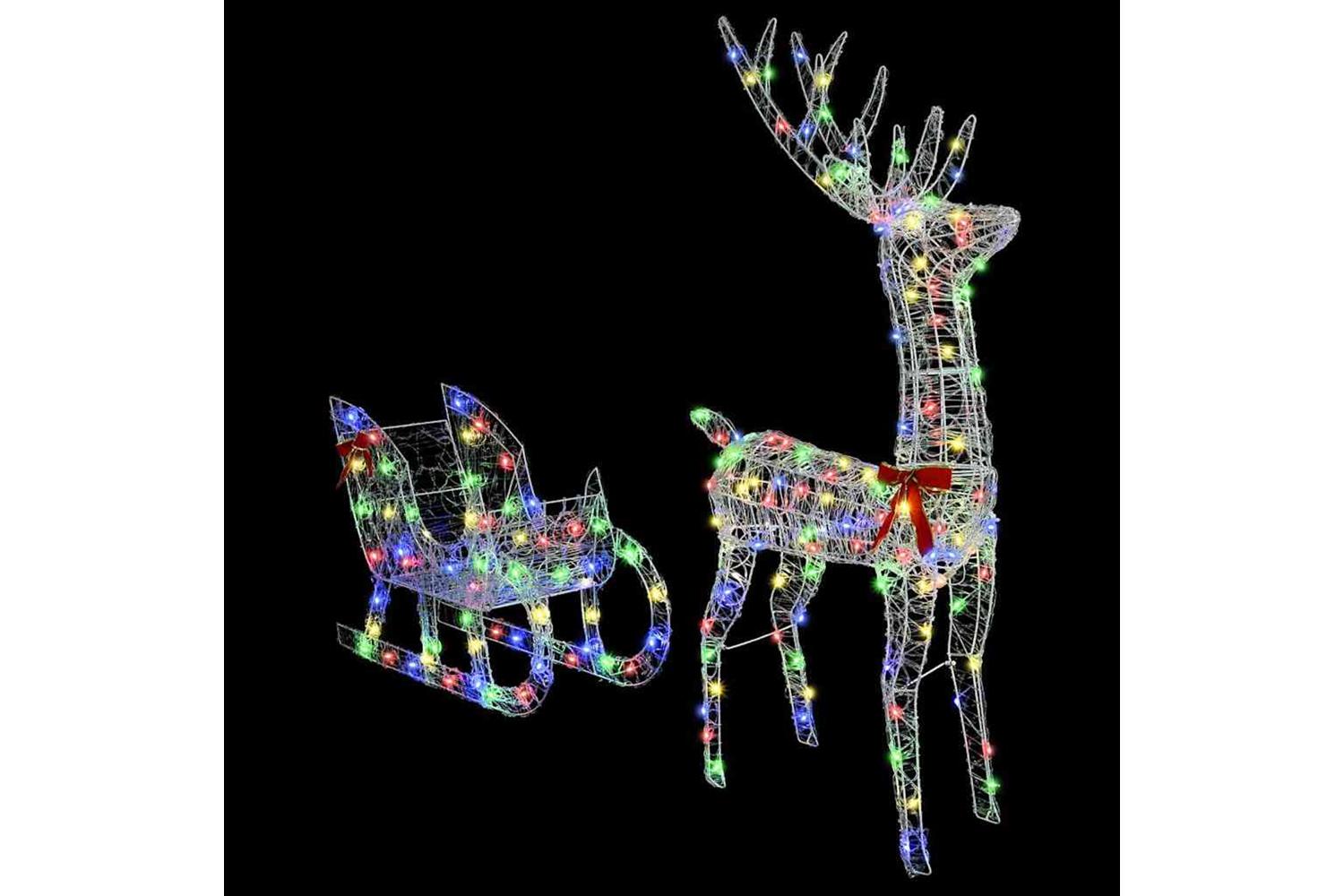 Vidaxl Reindeer Pull Sleigh Colourful 70 X 26 X 1285 Cm Acrylic-2