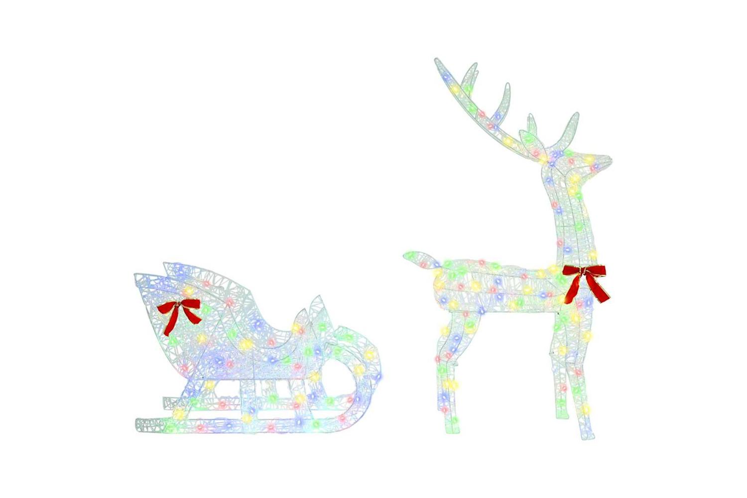 Vidaxl Reindeer Pull Sleigh Colourful 70 X 26 X 1285 Cm Acrylic-5