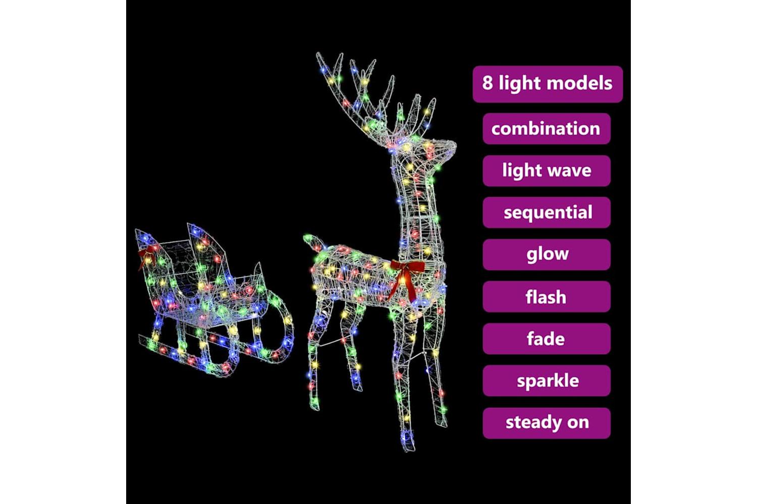 Vidaxl Reindeer Pull Sleigh Colourful 70 X 26 X 1285 Cm Acrylic-9