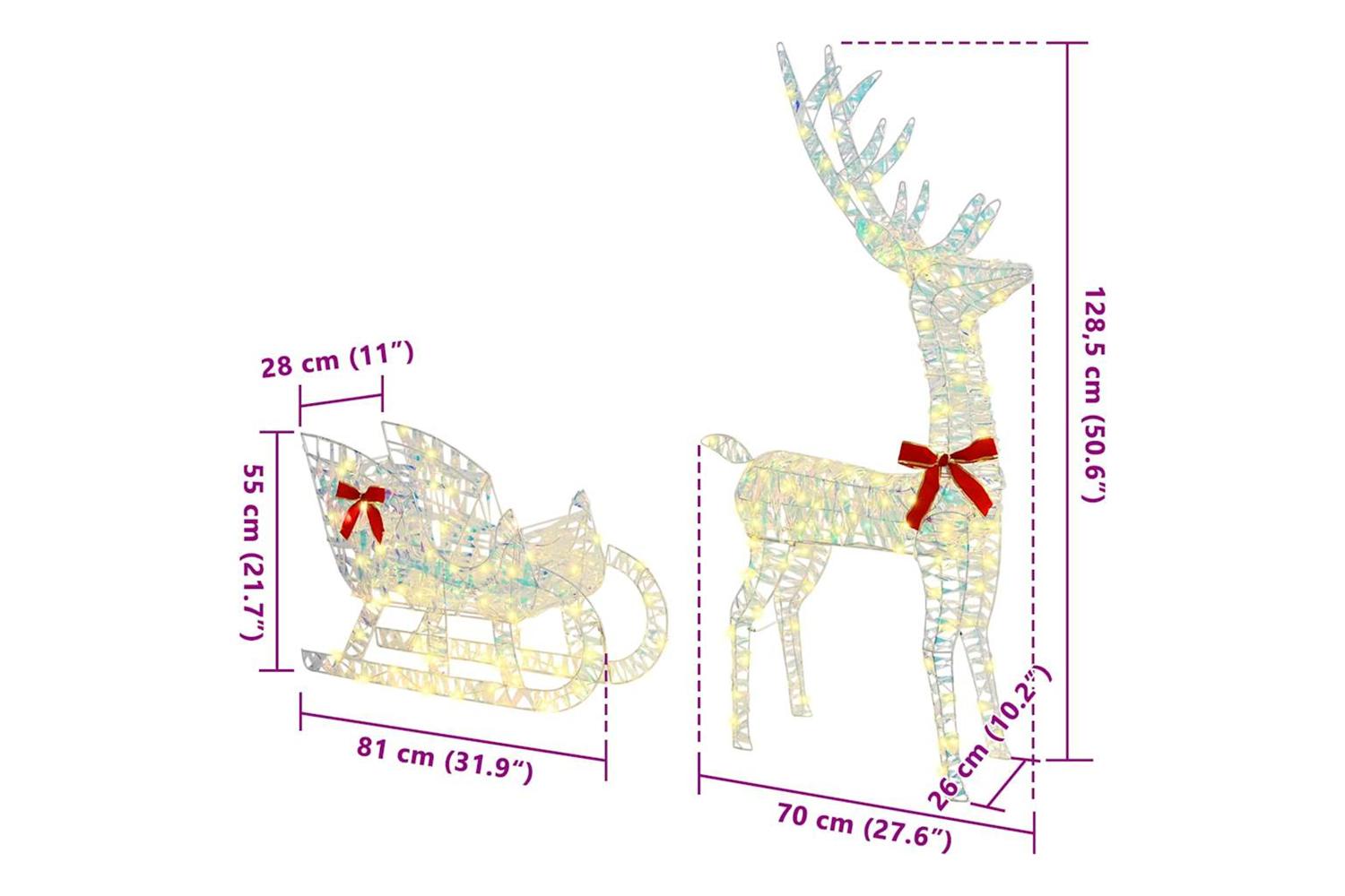Vidaxl Reindeer Pull Sleigh Warm White 70 X 26 X 1285 Cm Pet-10