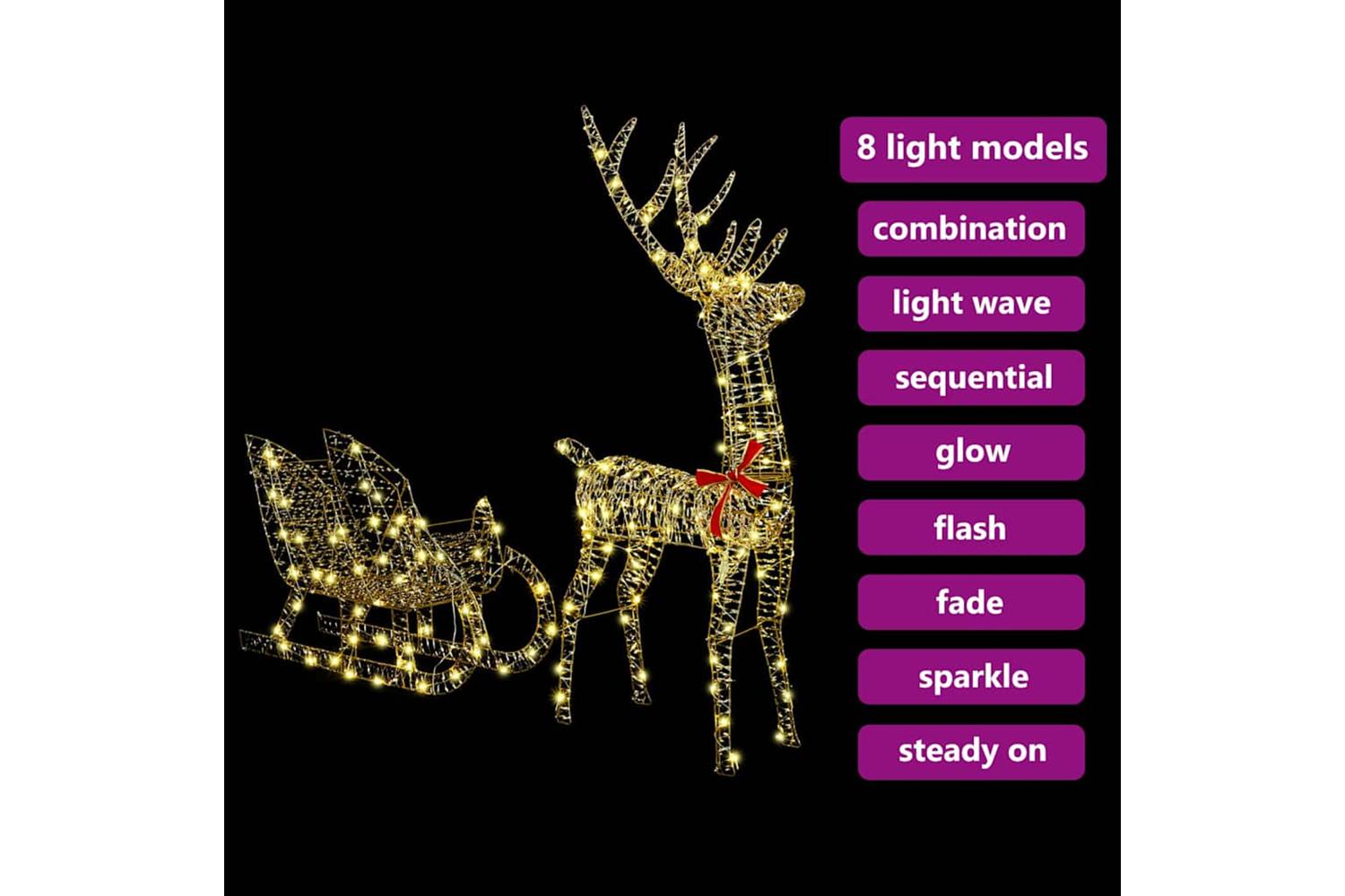 Vidaxl Reindeer Pull Sleigh Warm White 70 X 26 X 1285 Cm Pet-9