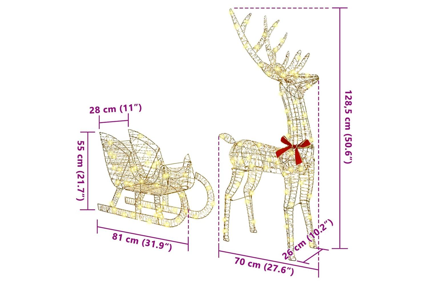 Vidaxl Reindeer Pull Sleigh Warm White 70 X 26 X 1285 Cm Pet-10