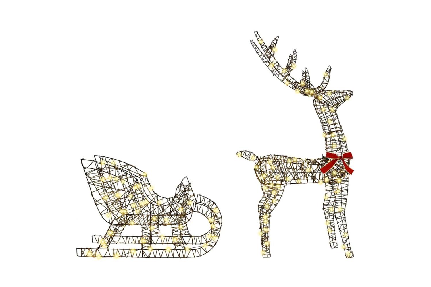 Vidaxl Reindeer Pull Sleigh Warm White 70 X 26 X 1285 Cm Rattan-5
