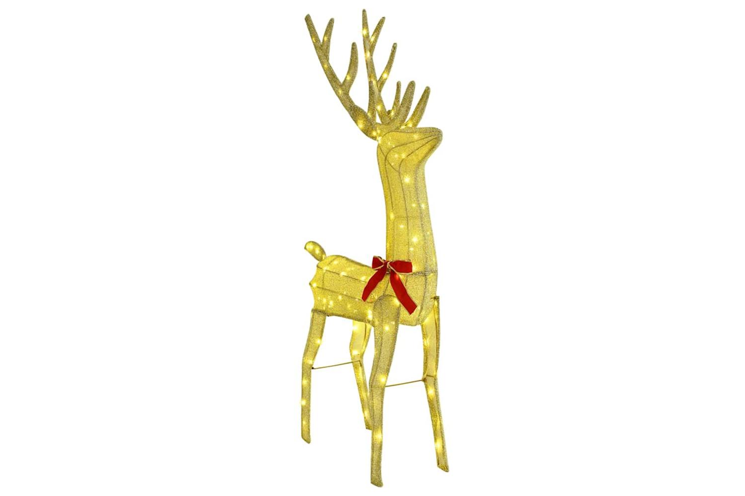 Vidaxl Reindeer Pull Sleigh Warm White 70 X 26 X 1285 Cm Fabric-3