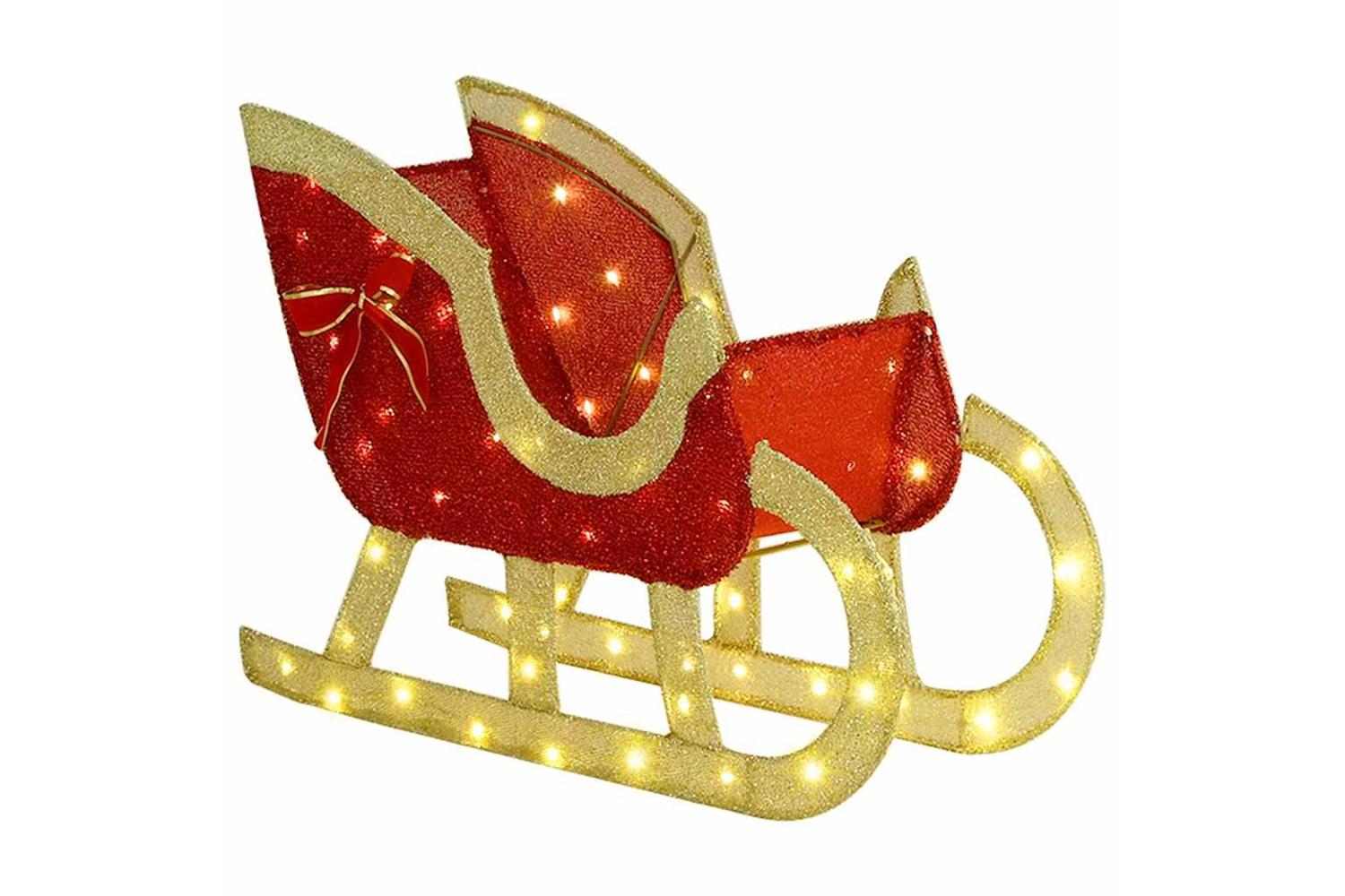 Vidaxl Reindeer Pull Sleigh Warm White 70 X 26 X 1285 Cm Fabric-4