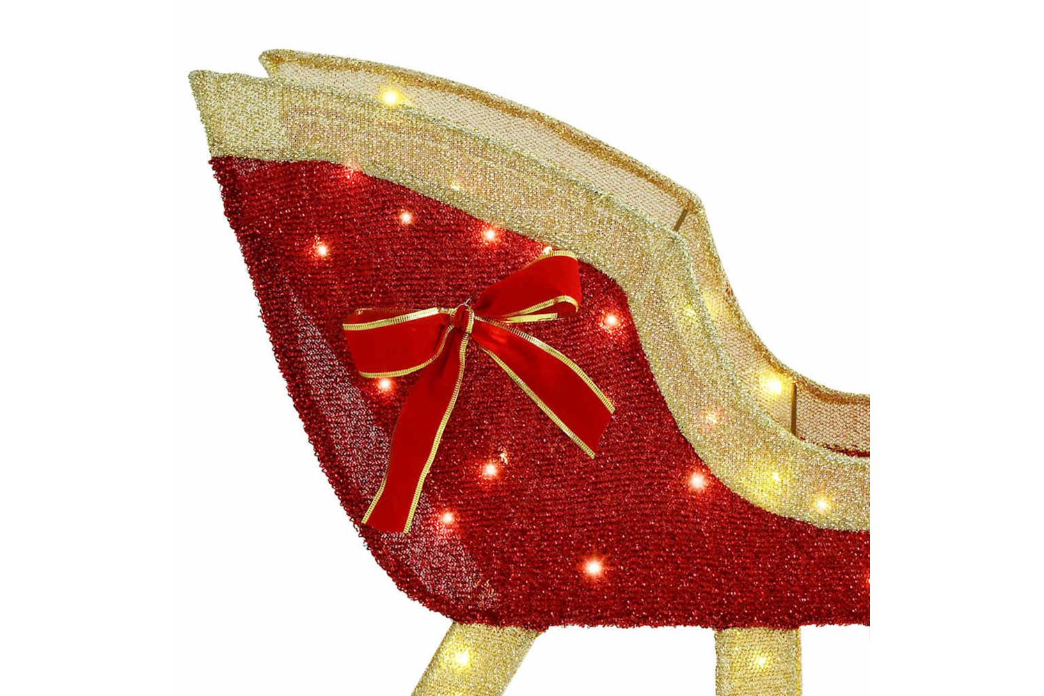 Vidaxl Reindeer Pull Sleigh Warm White 70 X 26 X 1285 Cm Fabric-7