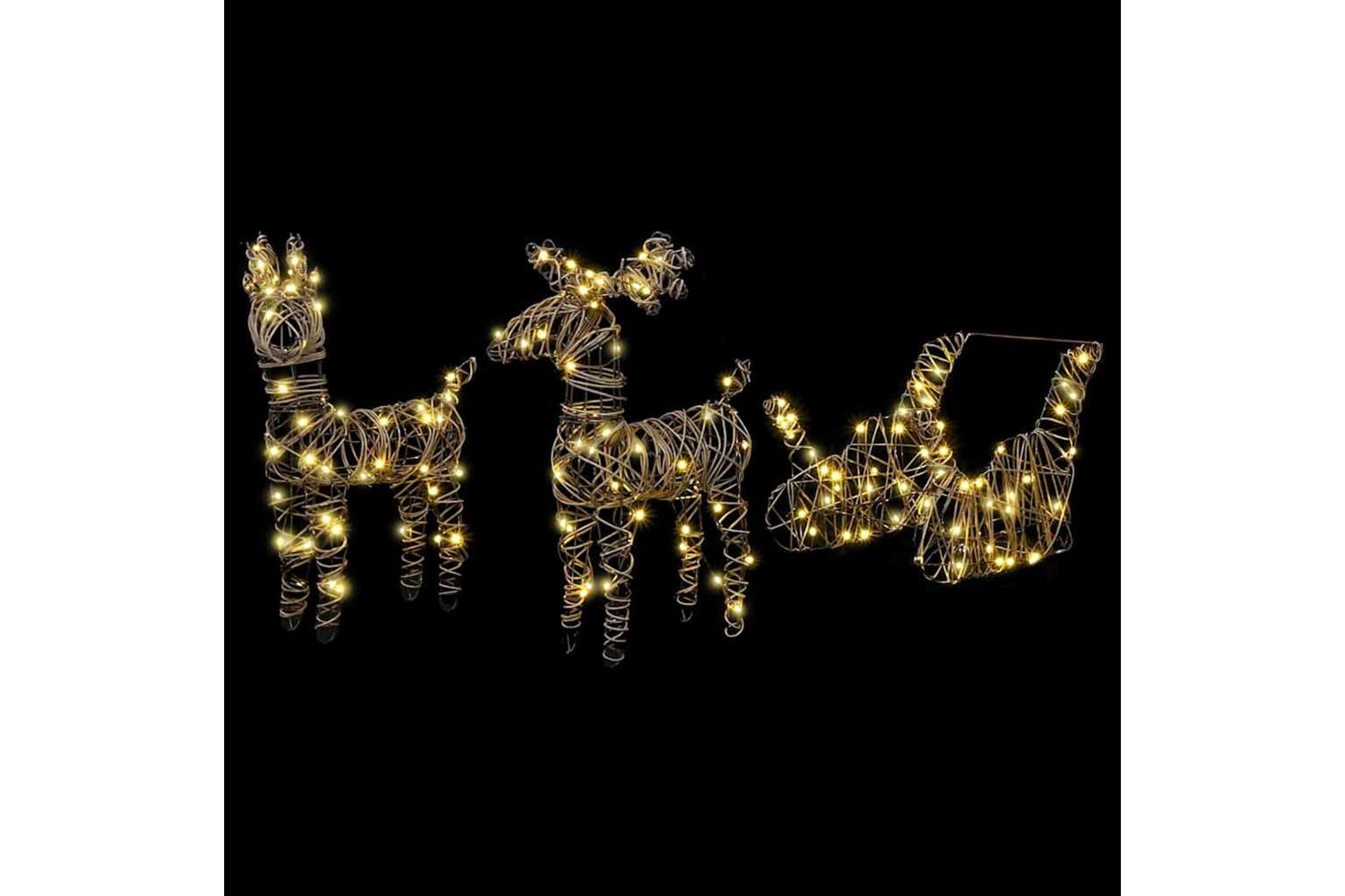 Vidaxl Reindeer Pull Sleigh Warm White 525 X 28 X 325 Cm Rattan-2
