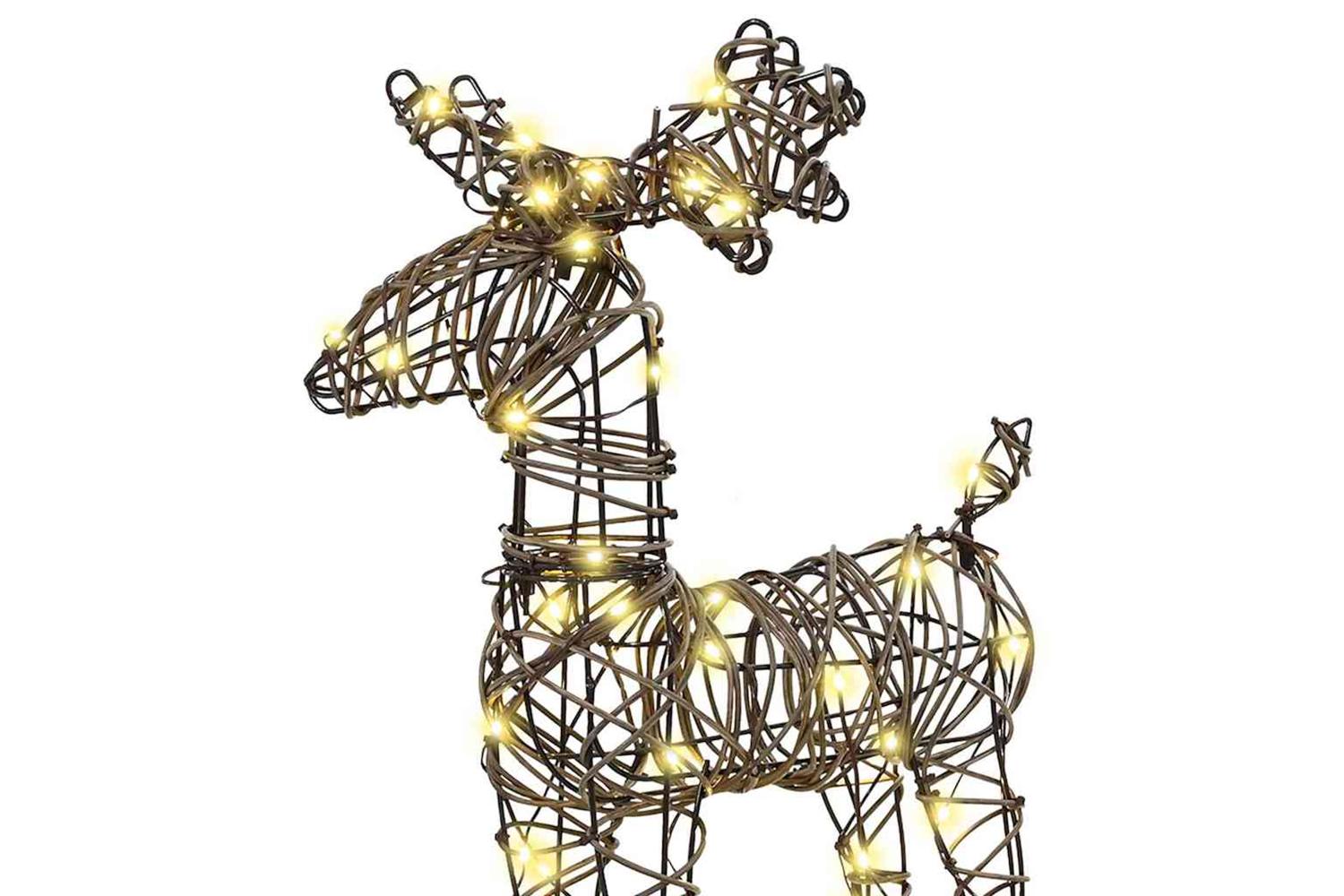 Vidaxl Reindeer Pull Sleigh Warm White 525 X 28 X 325 Cm Rattan-3