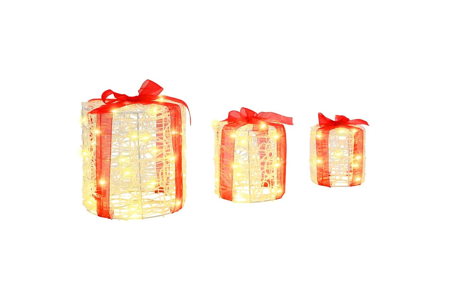 Vidaxl Gift Box Decoration 3 Pcs Warm White 20 X 20 X 21 Cm Acrylic-2