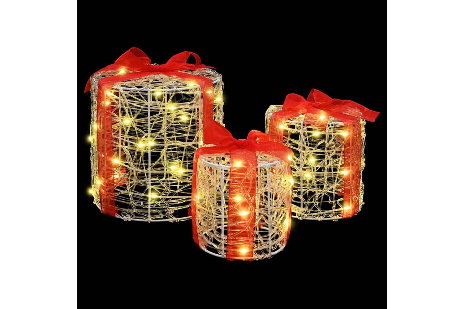 Vidaxl Gift Box Decoration 3 Pcs Warm White 20 X 20 X 21 Cm Acrylic-3