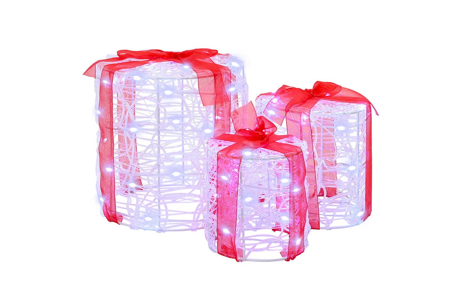 Vidaxl Gift Box Decoration 3 Pcs Cold White 20 X 20 X 21 Cm Acrylic