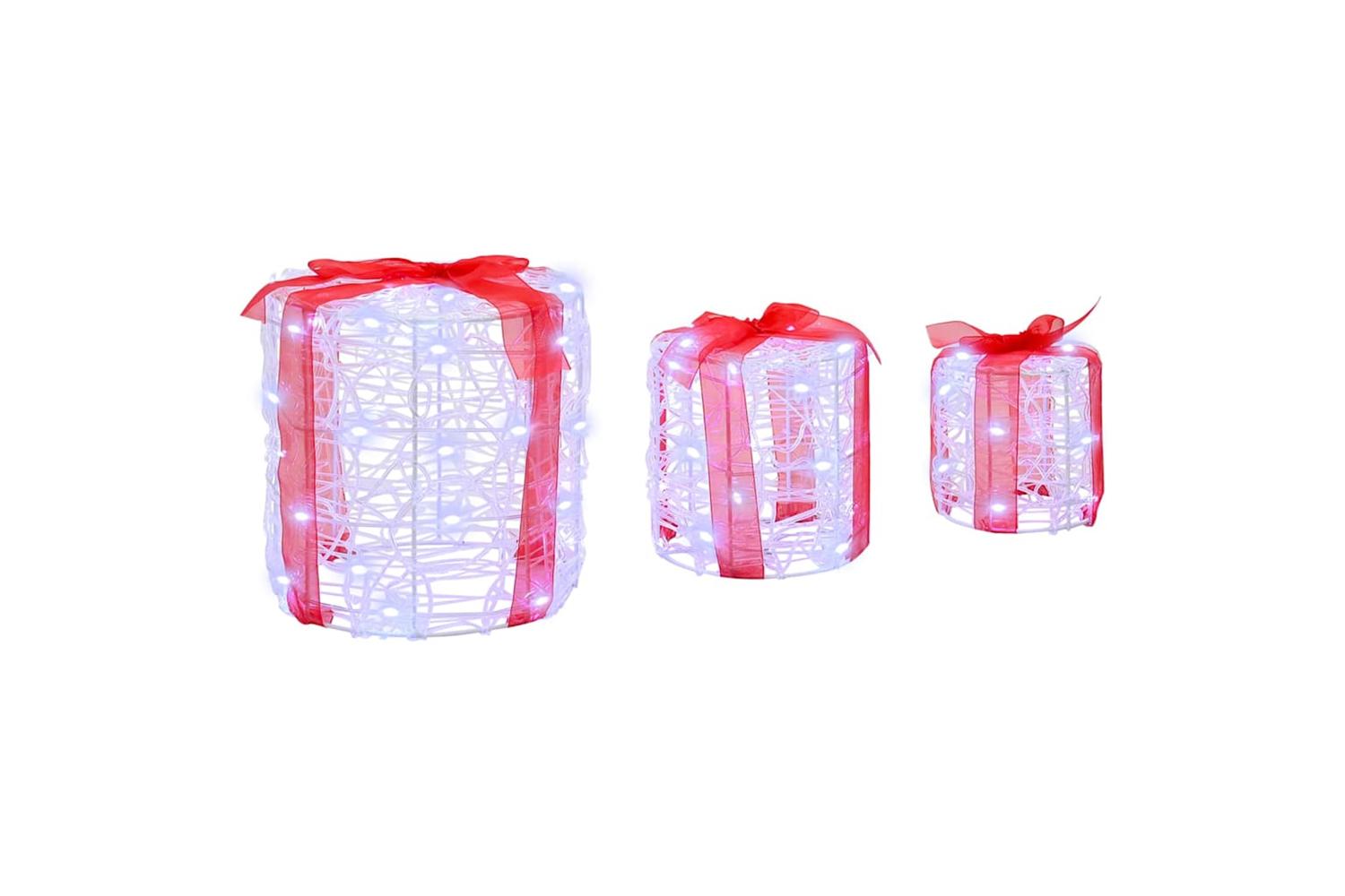 Vidaxl Gift Box Decoration 3 Pcs Cold White 20 X 20 X 21 Cm Acrylic-2