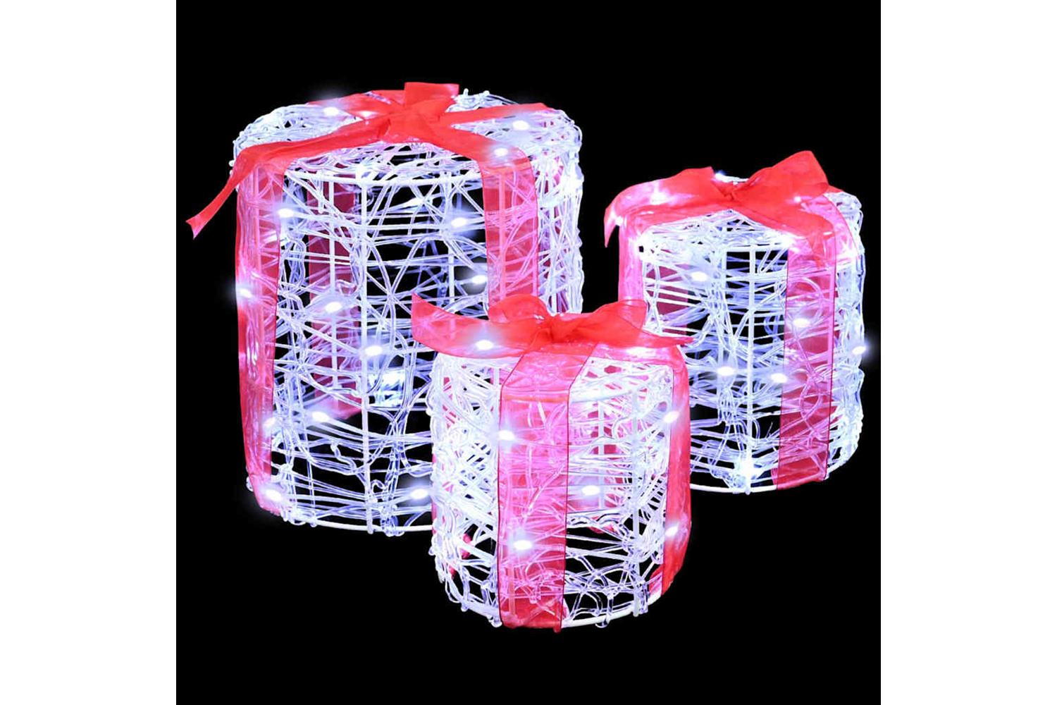 Vidaxl Gift Box Decoration 3 Pcs Cold White 20 X 20 X 21 Cm Acrylic-3