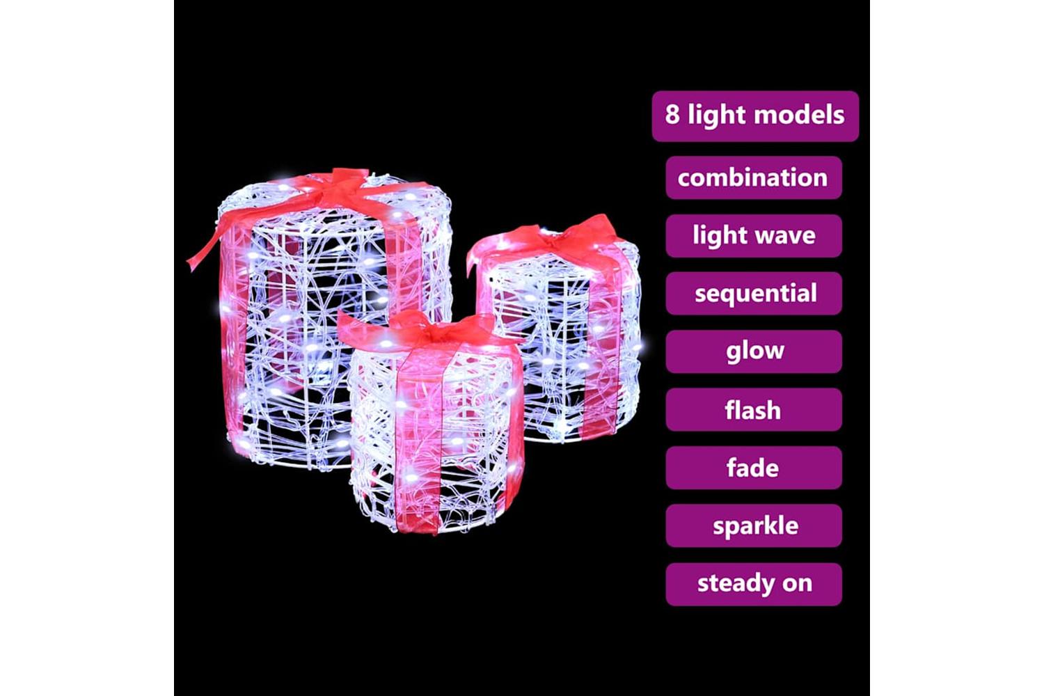 Vidaxl Gift Box Decoration 3 Pcs Cold White 20 X 20 X 21 Cm Acrylic-6