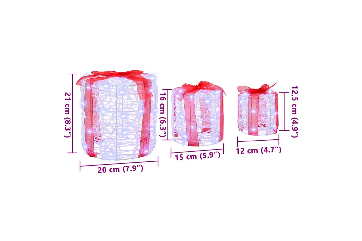 Vidaxl Gift Box Decoration 3 Pcs Cold White 20 X 20 X 21 Cm Acrylic-7