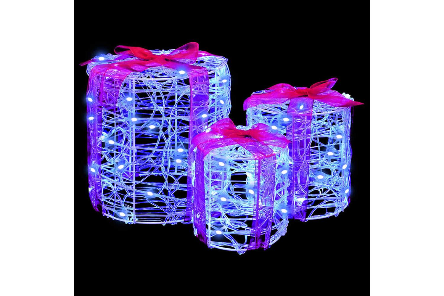 Vidaxl Gift Box Decoration 3 Pcs Blue 20 X 20 X 21 Cm Acrylic-3