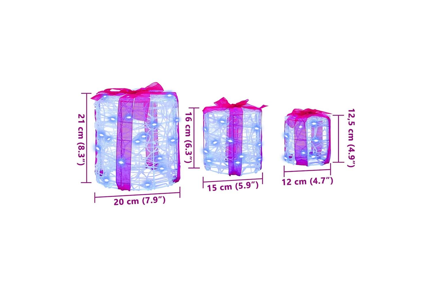 Vidaxl Gift Box Decoration 3 Pcs Blue 20 X 20 X 21 Cm Acrylic-7