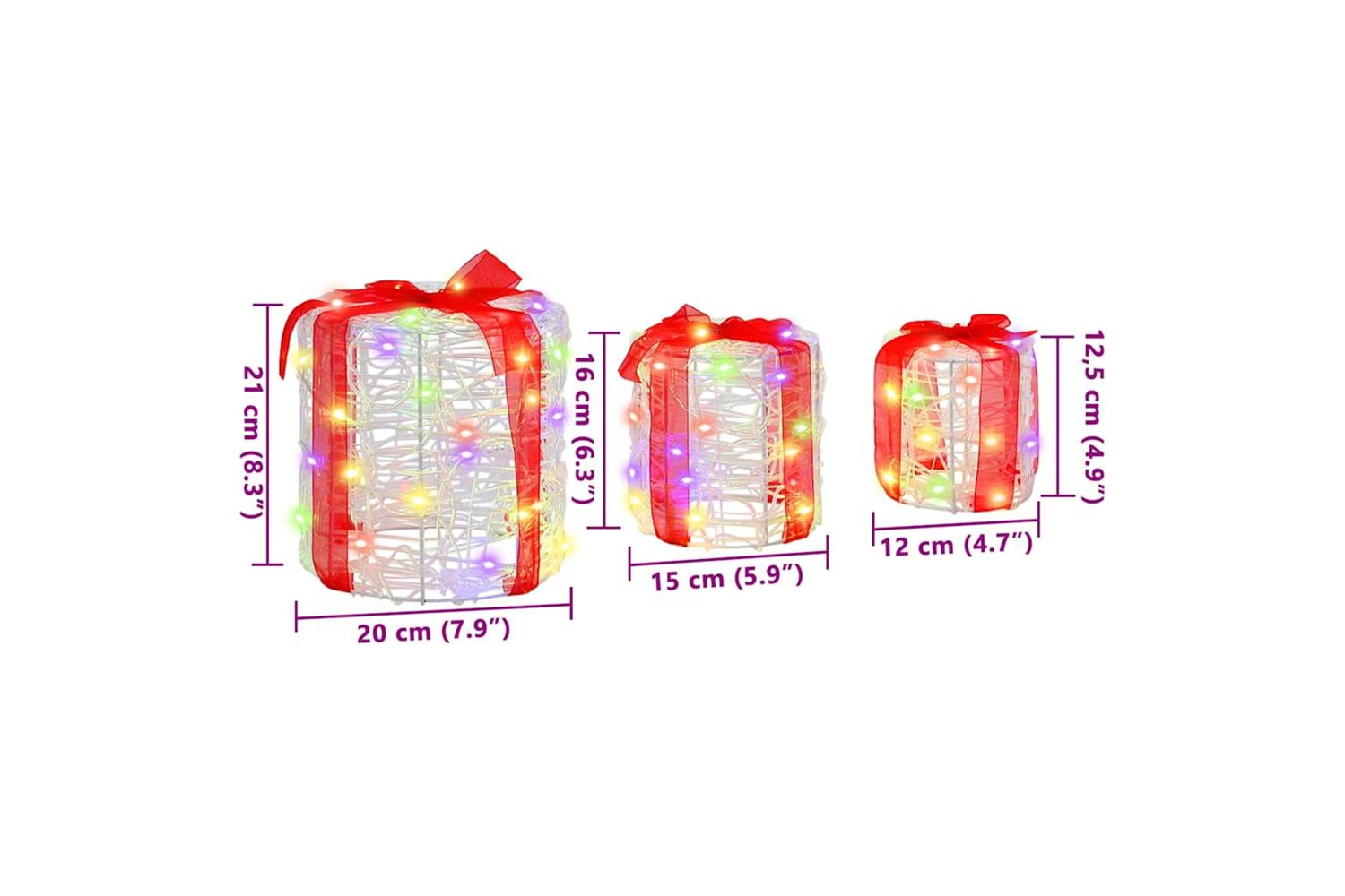 Vidaxl Gift Box Decoration 3 Pcs Colourful 20 X 20 X 21 Cm Acrylic-7