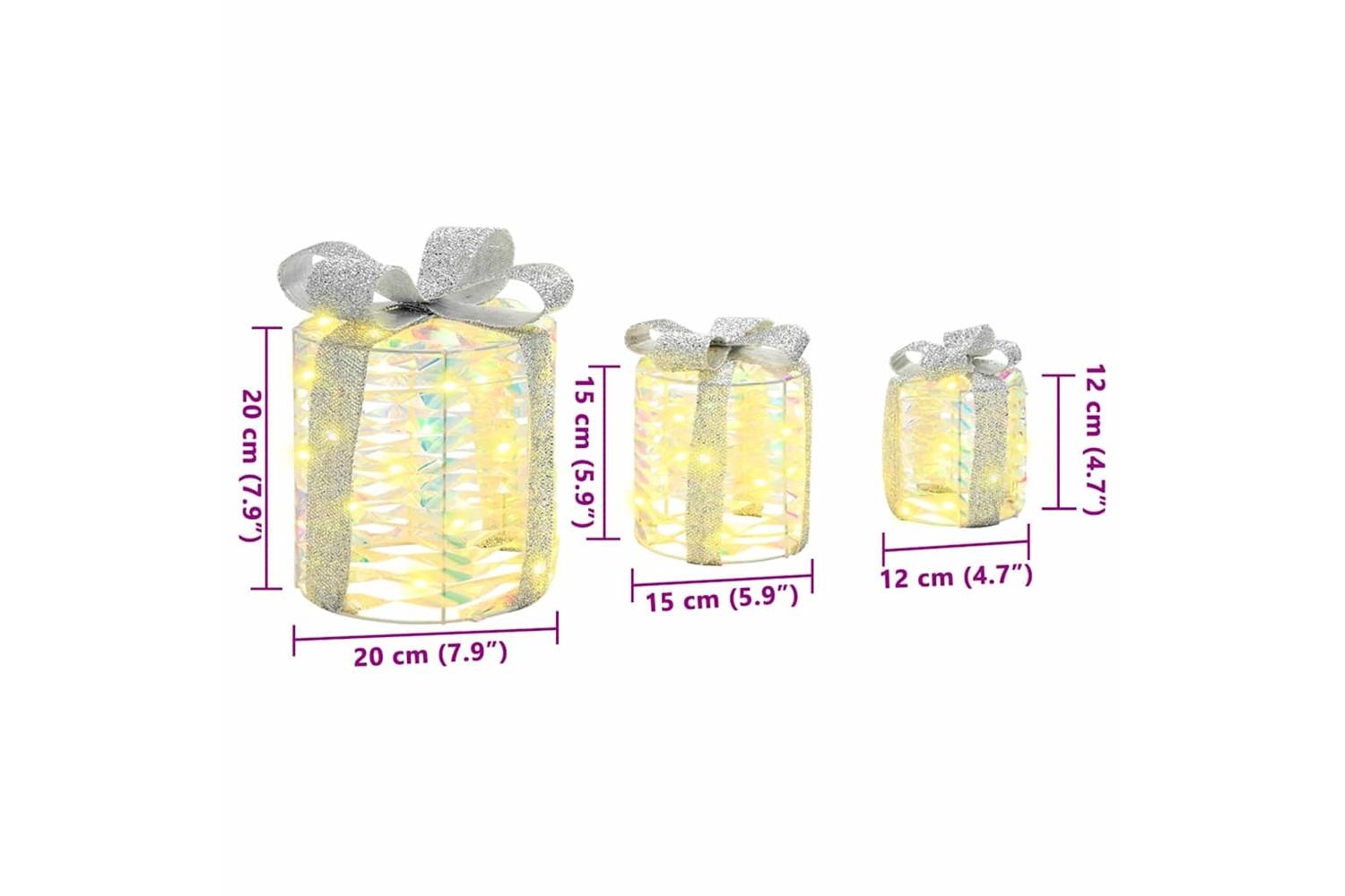 Vidaxl Gift Box Decoration 3 Pcs Warm White 20 X 20 X 20 Cm Pet-7