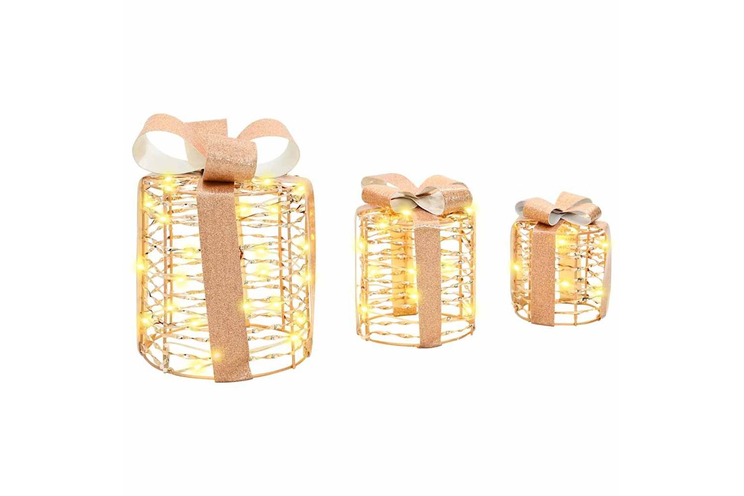 Vidaxl Gift Box Decoration 3 Pcs Warm White 20 X 20 X 20 Cm Pet-2
