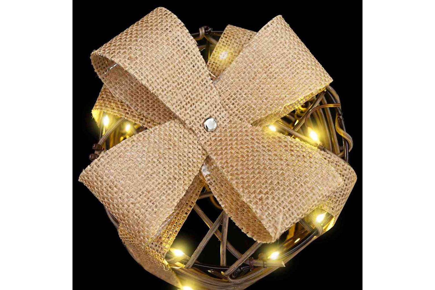 Vidaxl Gift Box Decoration 3 Pcs Warm White 20 X 20 X 20 Cm Rattan-4