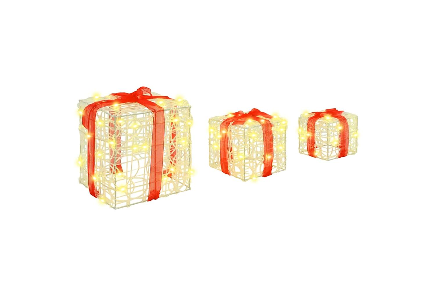 Vidaxl Gift Box With 60 Leds 3 Pcs Warm White 20 X 20 X 20 Cm Acrylic-2