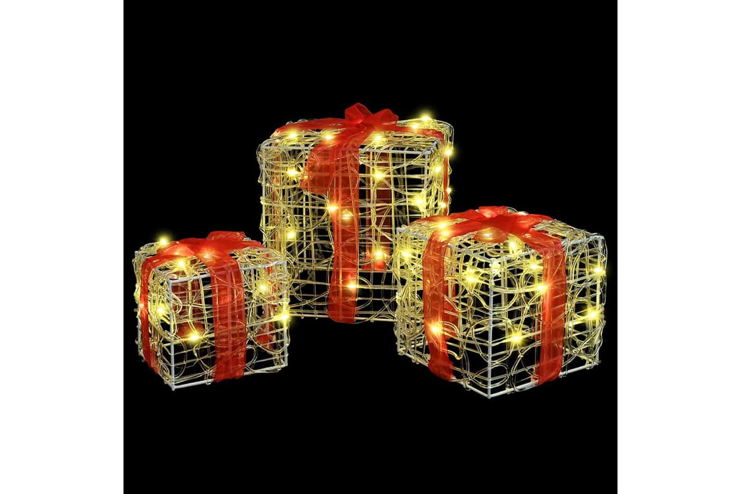 Vidaxl Gift Box With 60 Leds 3 Pcs Warm White 20 X 20 X 20 Cm Acrylic-3