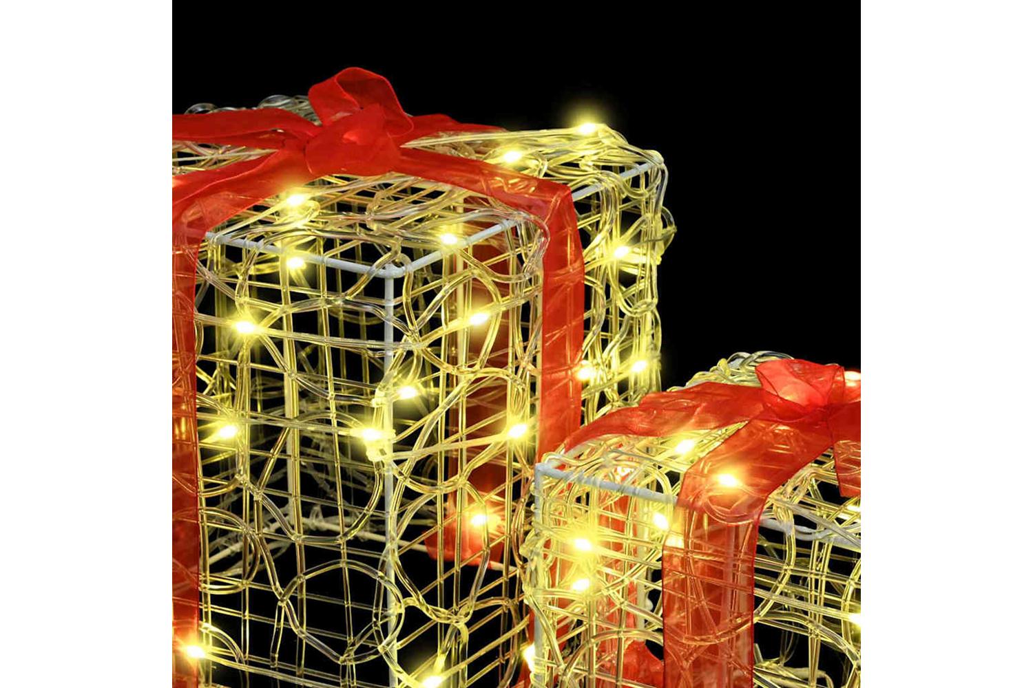 Vidaxl Gift Box With 60 Leds 3 Pcs Warm White 20 X 20 X 20 Cm Acrylic-5
