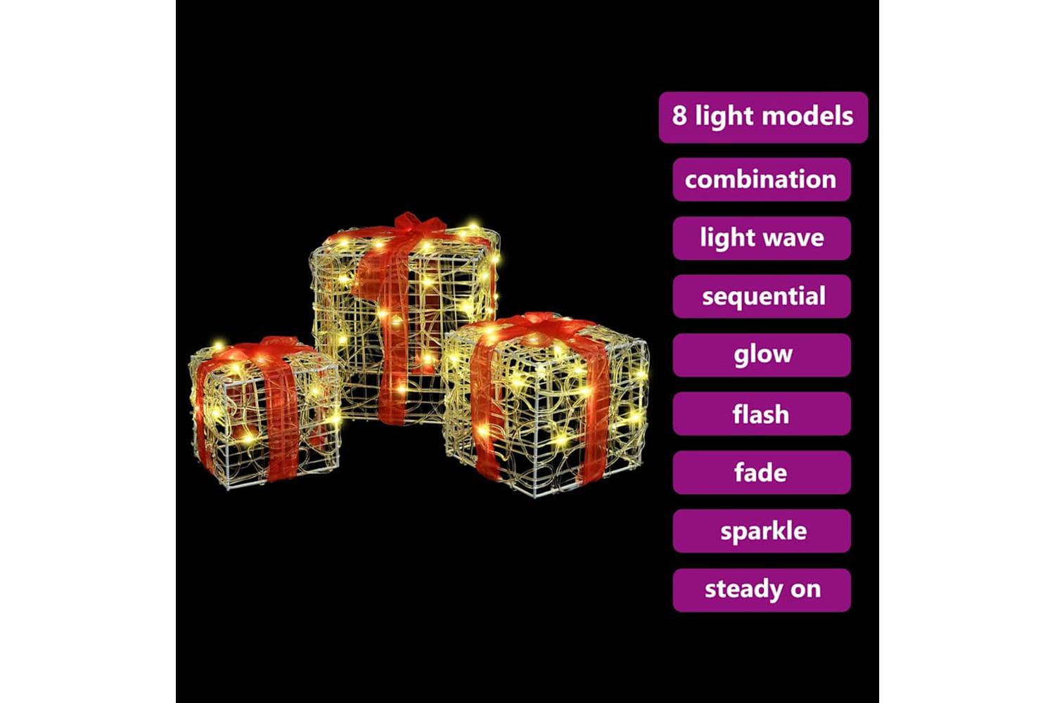 Vidaxl Gift Box With 60 Leds 3 Pcs Warm White 20 X 20 X 20 Cm Acrylic-7