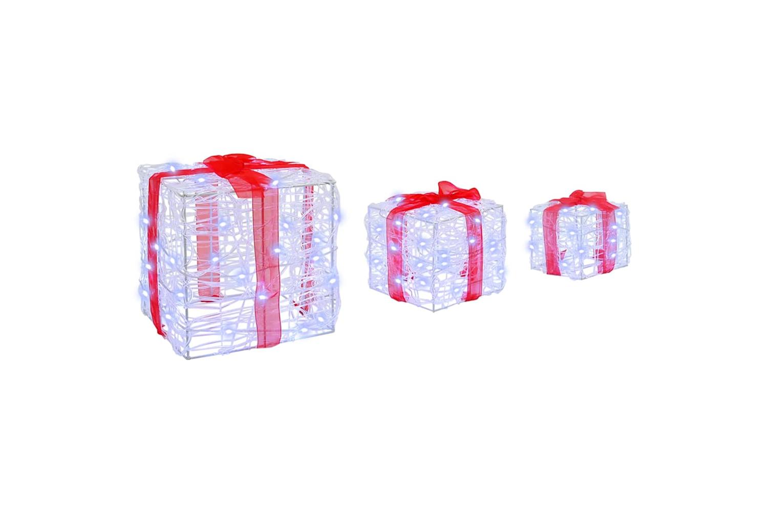 Vidaxl Gift Box With 60 Leds 3 Pcs Cold White 20 X 20 X 20 Cm Acrylic-2