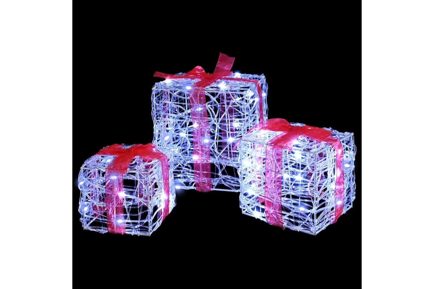 Vidaxl Gift Box With 60 Leds 3 Pcs Cold White 20 X 20 X 20 Cm Acrylic-3
